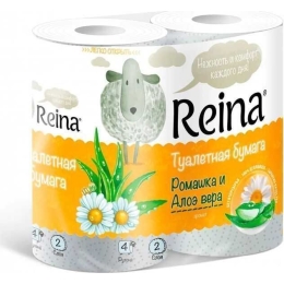 Туалетная бумага Reina Aroma с ароматом ромашки и алоэ вера, 2 слоя 4 шт