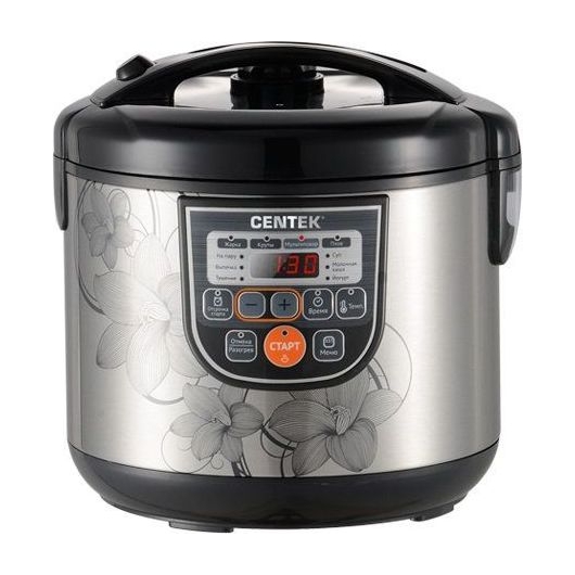 Мультиварка Centek CT-1498 Ceramic (чёрный, сталь) 700Вт, 5.0л, керамическое покрытие чаши, 10 пр-м.