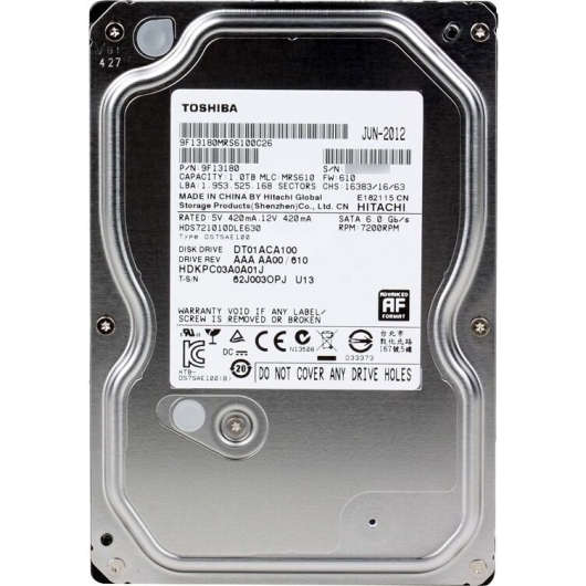 HDD 3.5" 1.0TB 7200rpm SATA3 32MB Toshiba DT (DT01ACA100) (9F13180)