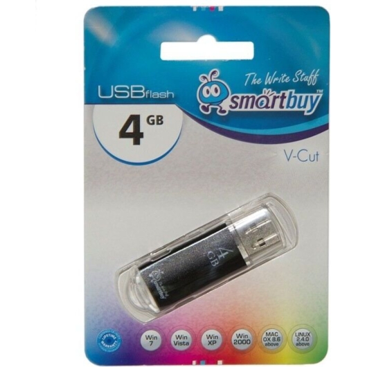 Флэш накопитель USB 4 Гб Smart Buy V-Cut (black)