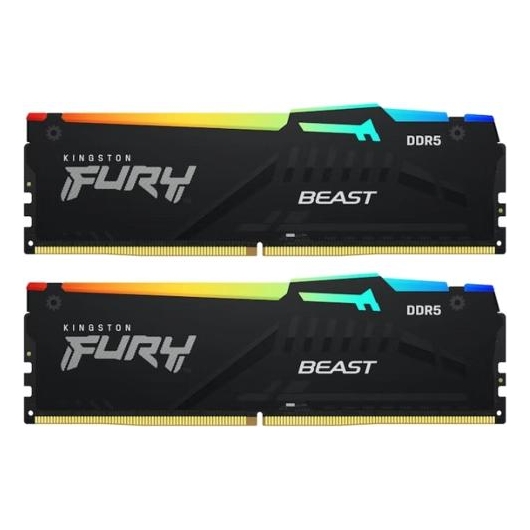 ОЗУ Kingston Fury Beast Black RGB 16GB KF552C40BBAK2-16 DDR5 5200 DIMM kit 2*8,Non-ECC, CL40, 1.25V, 288-pin RTL