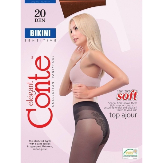 Колготки с имитацией ажурных трусиков Conte BIKINI 20 Lycra® (8С-34СП), Цвет: Mocca, Размер: 4