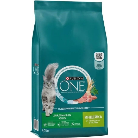 Purina One сухой корм для домашних кошек, с высоким содержанием индейки и цельными злаками, 9.75 кг